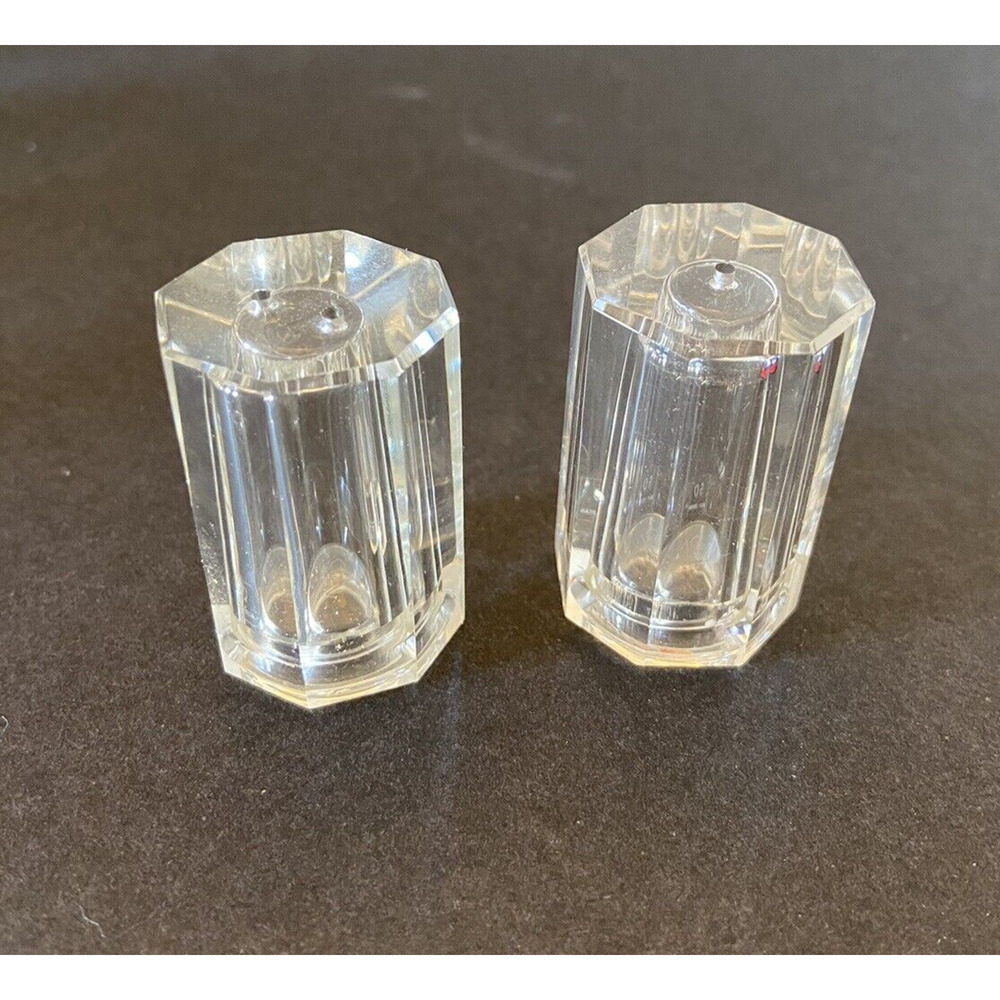 Simon Designs crystal salt and pepper S&P shakers 2" tall hexagon shape